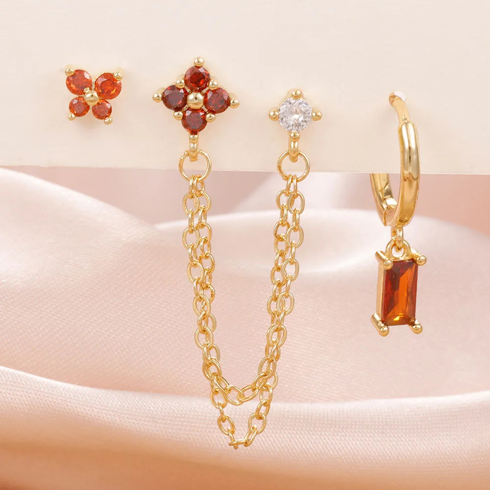 Constellation Birthstone Earrings – 3PCS Stainless Steel Hoop Set With Cubic Zirconia - ZOOMNSTORE