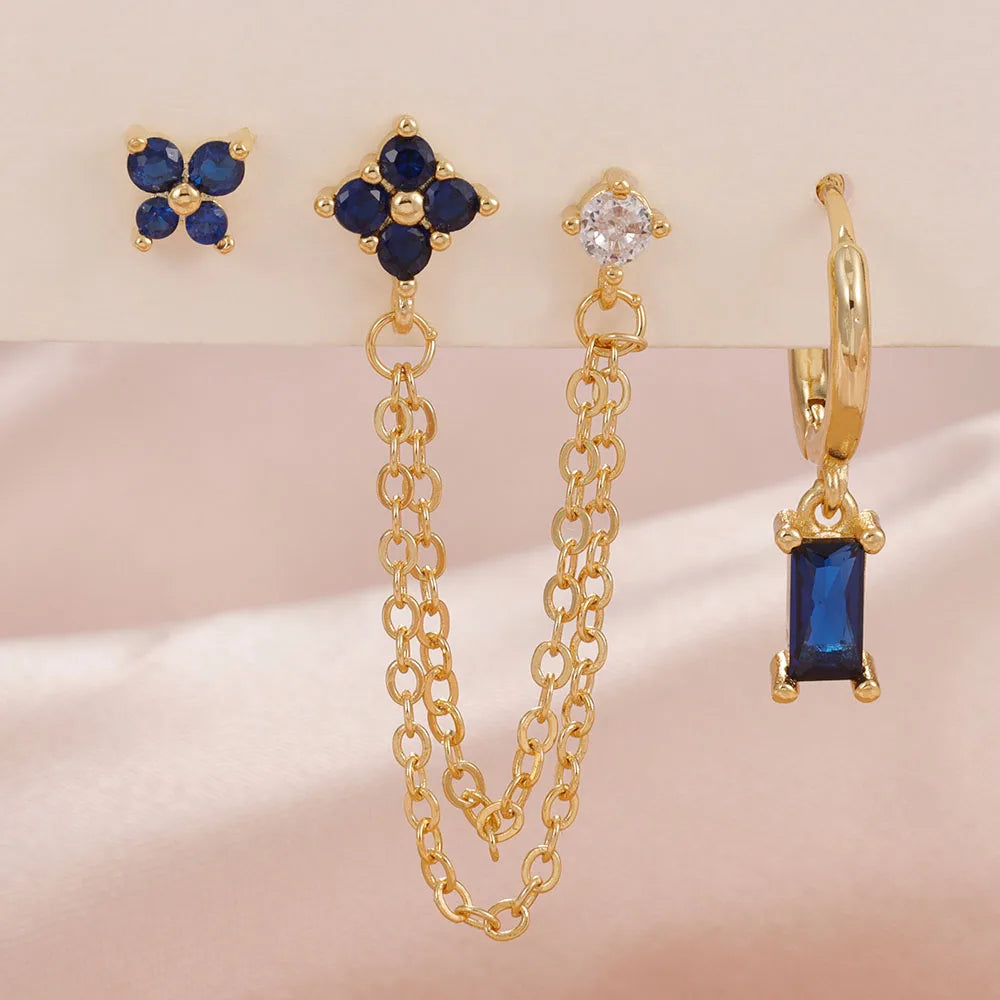 Constellation Birthstone Earrings – 3PCS Stainless Steel Hoop Set With Cubic Zirconia - ZOOMNSTORE