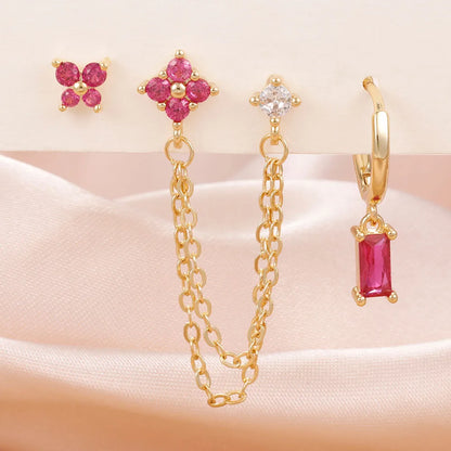 Constellation Birthstone Earrings – 3PCS Stainless Steel Hoop Set With Cubic Zirconia - ZOOMNSTORE