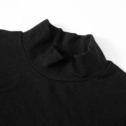 Contrast Color Mini Dress - Women's Slim High Neck Patchwork Party Dress - ZOOMNSTORE