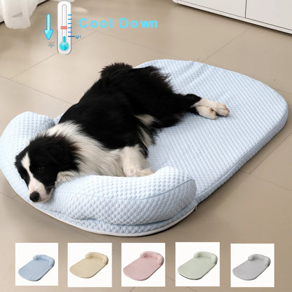 Cooling Dog Bed – Large Breathable Pet Mattress with Ice Silk Fabric & 3D Sponge Cushion - ZOOMNSTORE