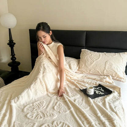 Winter Flannel Blanket - Coral Fleece Solid Color Nap Blanket - ZOOMNSTORE