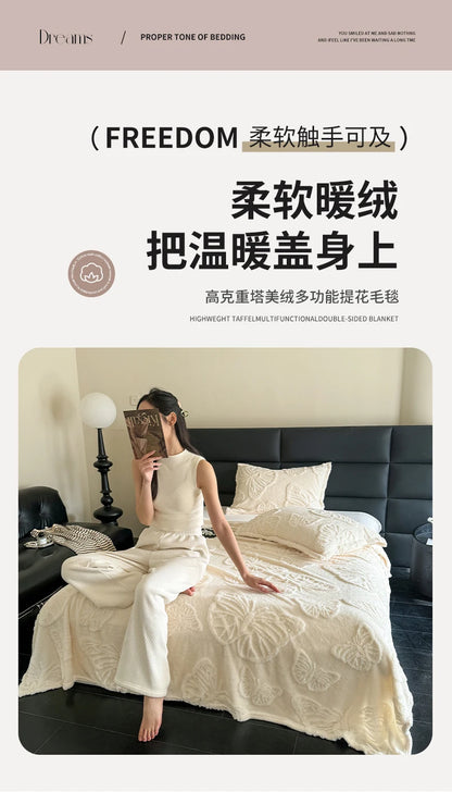 Winter Flannel Blanket - Coral Fleece Solid Color Nap Blanket - ZOOMNSTORE