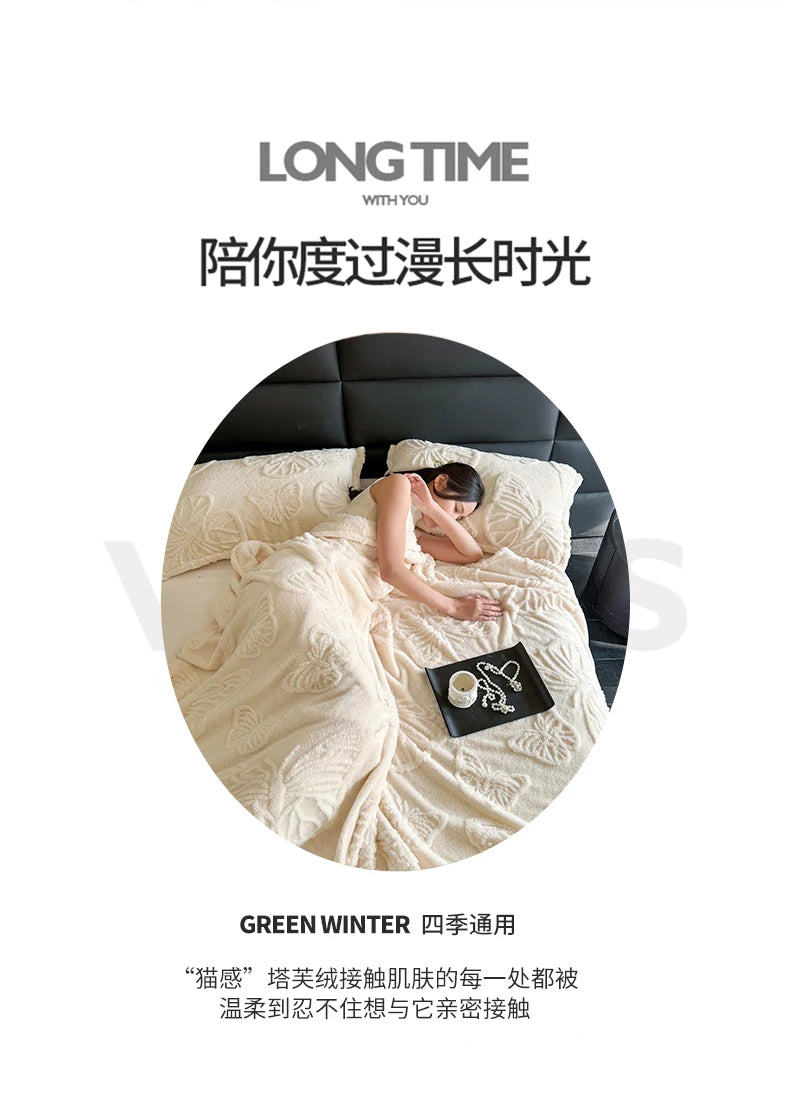 Winter Flannel Blanket - Coral Fleece Solid Color Nap Blanket - ZOOMNSTORE