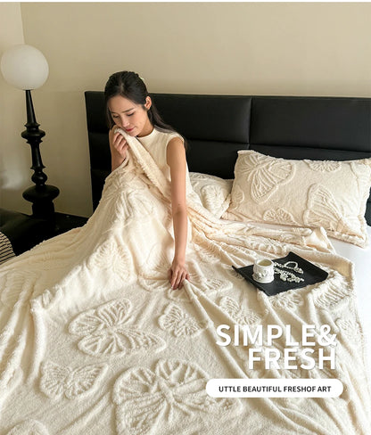 Winter Flannel Blanket - Coral Fleece Solid Color Nap Blanket - ZOOMNSTORE