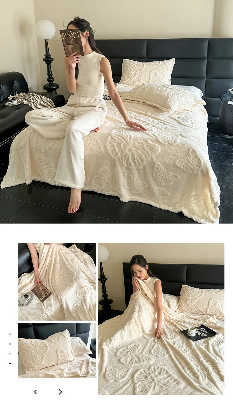 Winter Flannel Blanket - Coral Fleece Solid Color Nap Blanket - ZOOMNSTORE