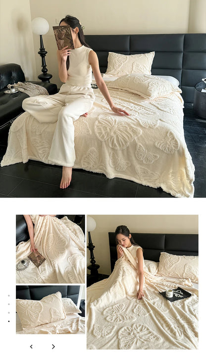 Winter Flannel Blanket - Coral Fleece Solid Color Nap Blanket - ZOOMNSTORE