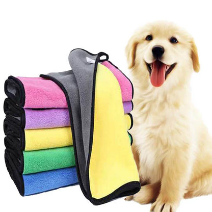 Coral Fleece Pet Towel - Absorbent Quick Drying Double-Sided Bath Towel for Cats & Small Dogs - ZOOMNSTORE