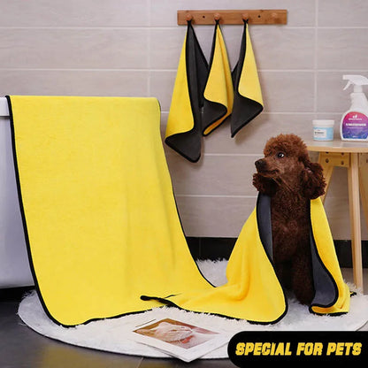 Coral Fleece Pet Towel - Absorbent Quick Drying Double-Sided Bath Towel for Cats & Small Dogs - ZOOMNSTORE