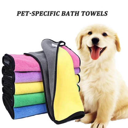 Coral Fleece Pet Towel - Absorbent Quick Drying Double-Sided Bath Towel for Cats & Small Dogs - ZOOMNSTORE