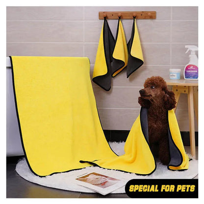 Coral Fleece Pet Towel - Absorbent Quick Drying Double-Sided Bath Towel for Cats & Small Dogs - ZOOMNSTORE