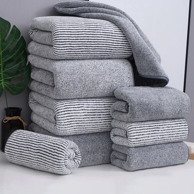 Bamboo Charcoal Bath Towel - Thick Super Absorbent  Quick Drying - ZOOMNSTORE