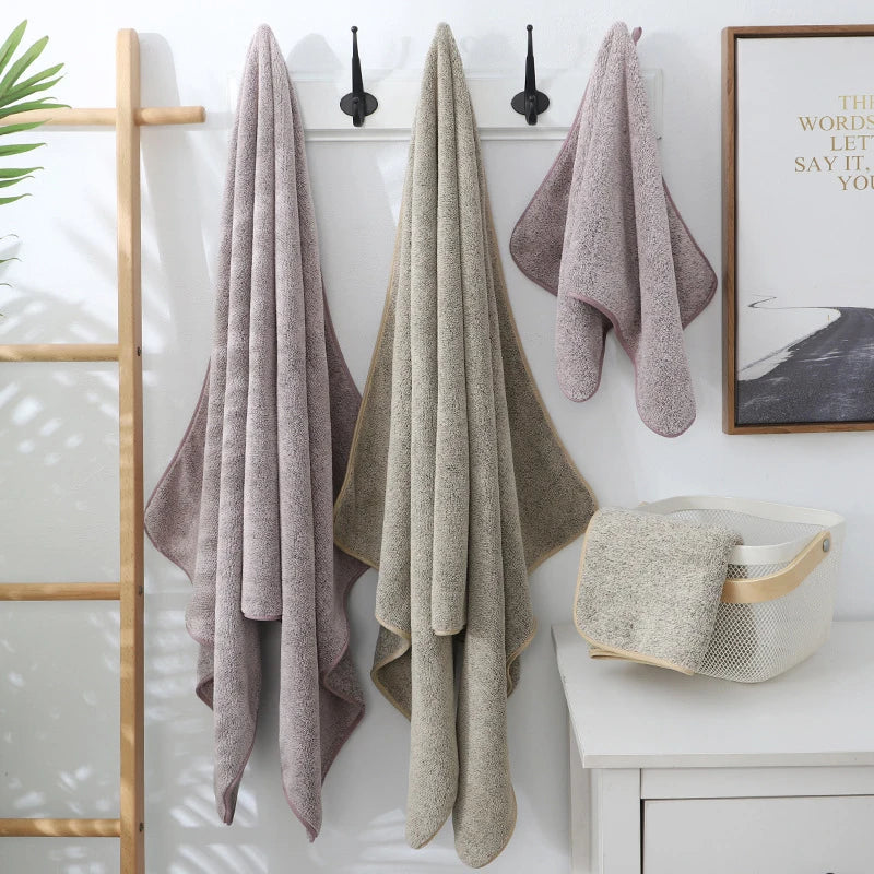 Bamboo Charcoal Bath Towel - Thick Super Absorbent  Quick Drying - ZOOMNSTORE