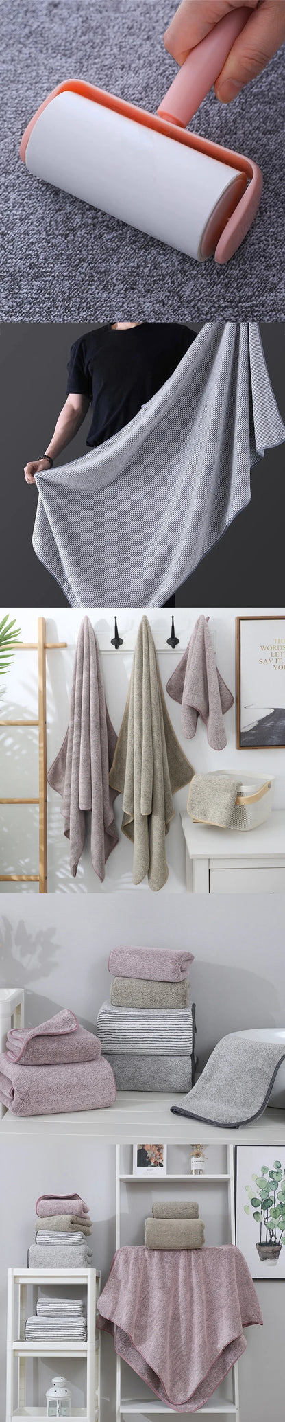 Bamboo Charcoal Bath Towel - Thick Super Absorbent  Quick Drying - ZOOMNSTORE