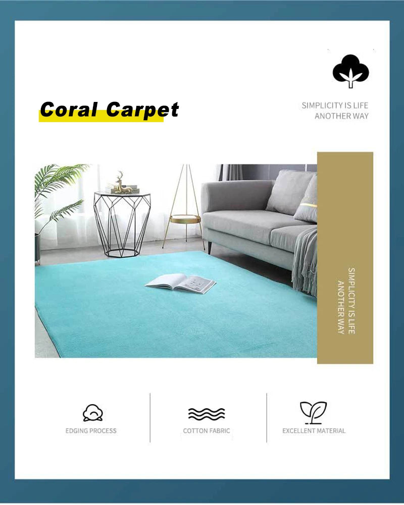 Coral Velvet Carpet – Modern Area Rug With Non Slip Backing For Living Room - ZOOMNSTORE