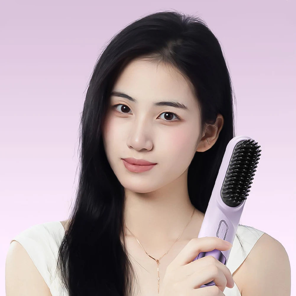 Cordless Beard Straightener - Fast Heated Hair Straightener Brush with Temperature Control Comb - ZOOMNSTORE