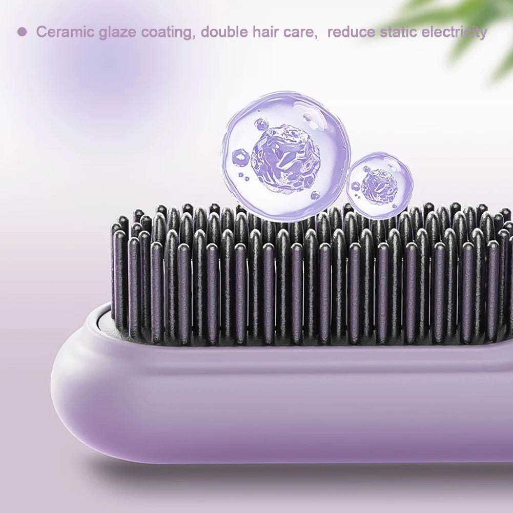 Cordless Beard Straightener - Fast Heated Hair Straightener Brush with Temperature Control Comb - ZOOMNSTORE