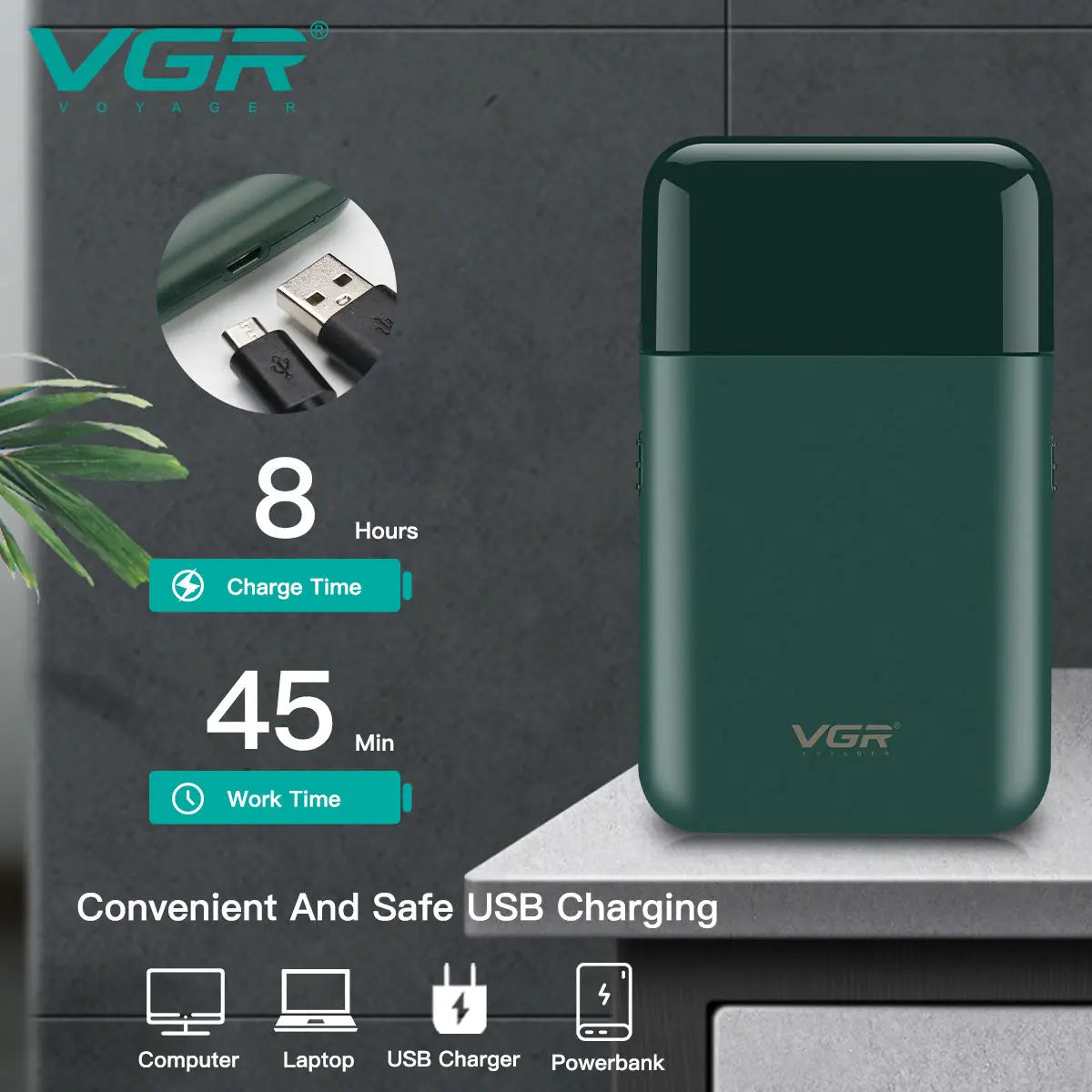Cordless Beard Trimmer - VGR V-390 Rechargeable Electric Shaver for Men - ZOOMNSTORE