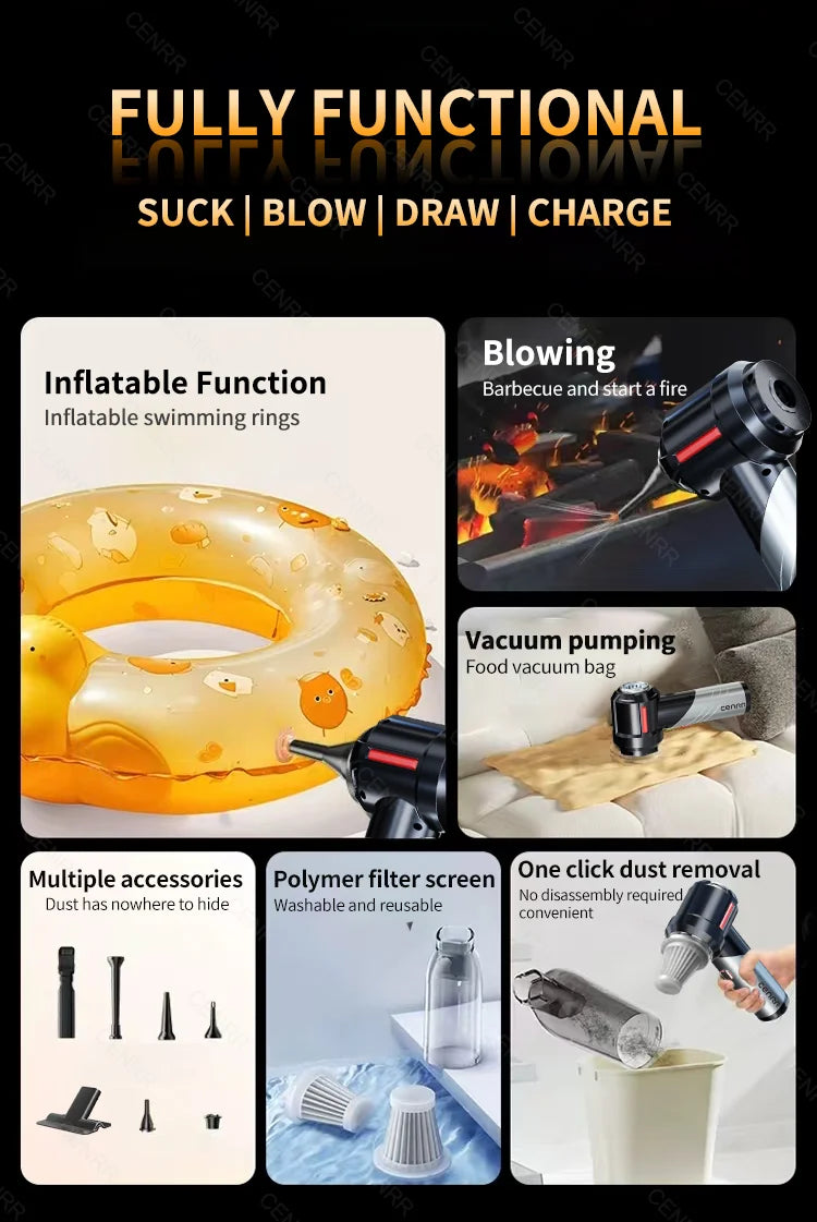 Cordless Car Vacuum | Powerful Wireless Portable Vacuum Cleaner with HEPA Filter - ZOOMNSTORE