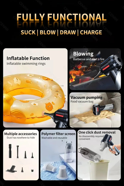 Cordless Car Vacuum | Powerful Wireless Portable Vacuum Cleaner with HEPA Filter - ZOOMNSTORE