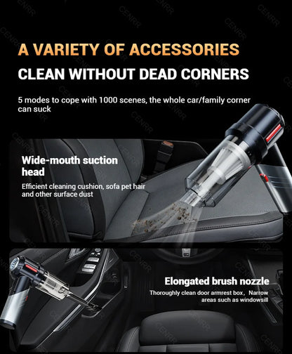 Cordless Car Vacuum | Powerful Wireless Portable Vacuum Cleaner with HEPA Filter - ZOOMNSTORE