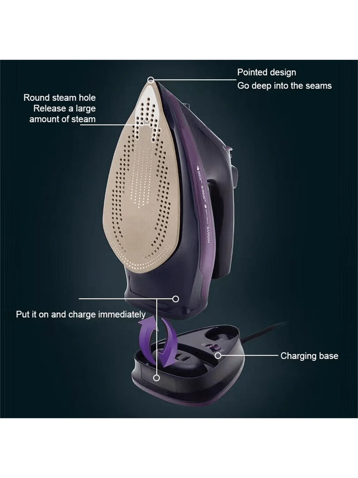 Cordless Steam Iron SONAKY 2 In 1 | Ceramic Soleplate & Adjustable Variable Steam - ZOOMNSTORE