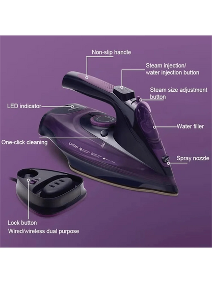 Cordless Steam Iron SONAKY 2 In 1 | Ceramic Soleplate & Adjustable Variable Steam - ZOOMNSTORE