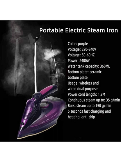 Cordless Steam Iron SONAKY 2 In 1 | Ceramic Soleplate & Adjustable Variable Steam - ZOOMNSTORE