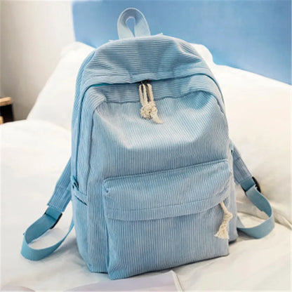Corduroy Anti-Theft Backpack - Womens Schoolbag  Unisex Knapsack - ZOOMNSTORE