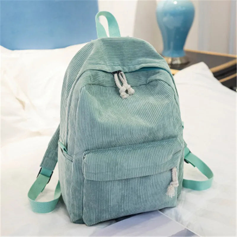 Corduroy Anti-Theft Backpack - Womens Schoolbag  Unisex Knapsack - ZOOMNSTORE