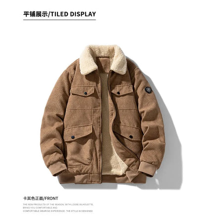 Corduroy Jacket Men - Slim Fit Winter Jacket Men With Zipper Closure, Warm & Comfortable - ZOOMNSTORE