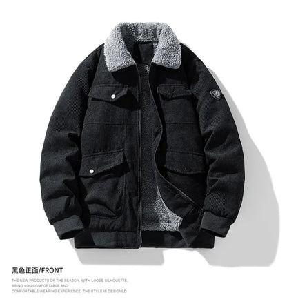 Corduroy Jacket Men - Slim Fit Winter Jacket Men With Zipper Closure, Warm & Comfortable - ZOOMNSTORE