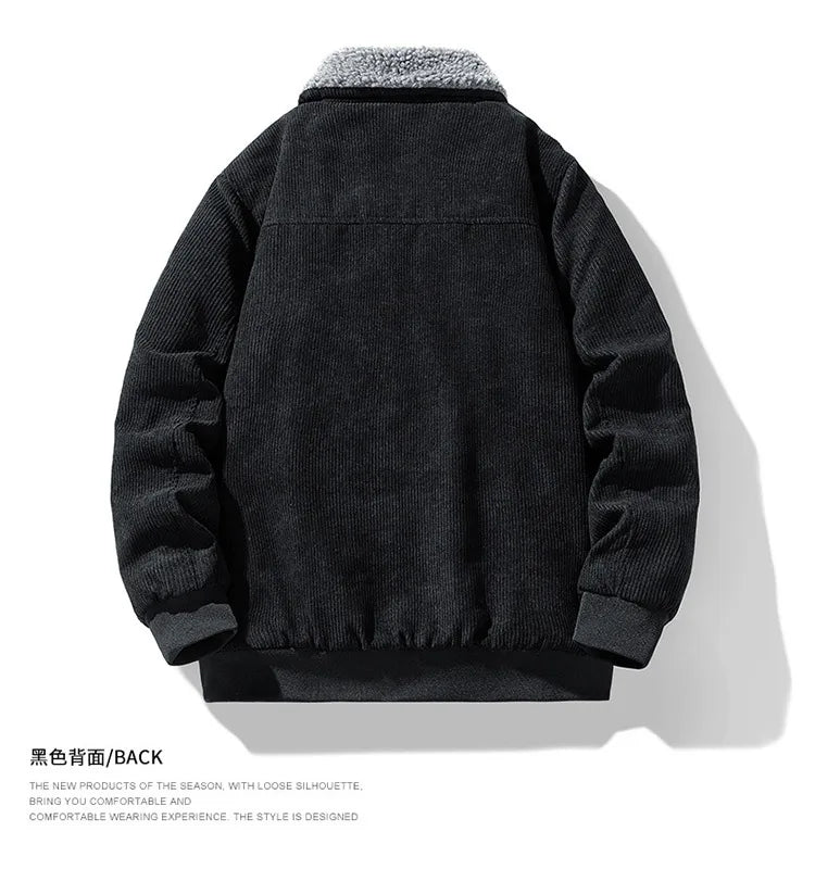 Corduroy Jacket Men - Slim Fit Winter Jacket Men With Zipper Closure, Warm & Comfortable - ZOOMNSTORE