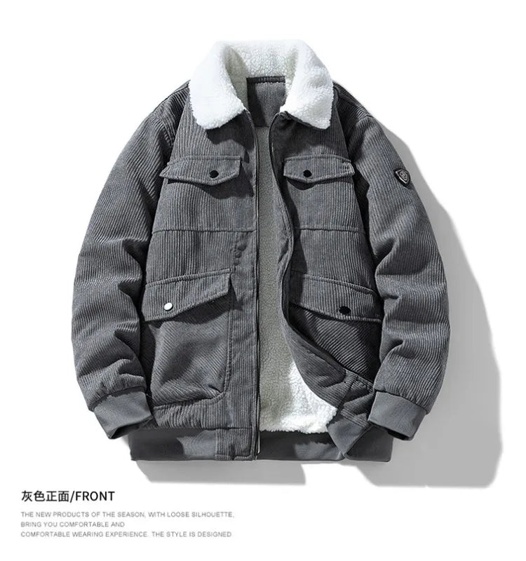 Corduroy Jacket Men - Slim Fit Winter Jacket Men With Zipper Closure, Warm & Comfortable - ZOOMNSTORE