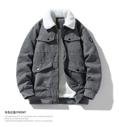 Corduroy Jacket Men - Slim Fit Winter Jacket Men With Zipper Closure, Warm & Comfortable - ZOOMNSTORE