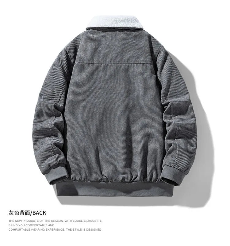 Corduroy Jacket Men - Slim Fit Winter Jacket Men With Zipper Closure, Warm & Comfortable - ZOOMNSTORE