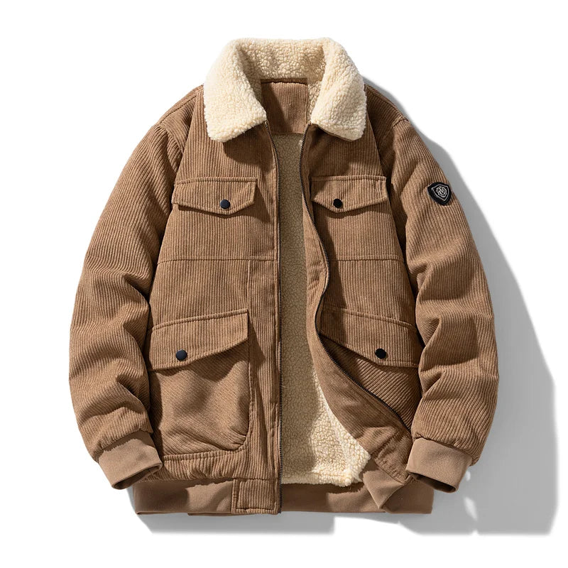 Corduroy Jacket Men - Slim Fit Winter Jacket Men With Zipper Closure, Warm & Comfortable - ZOOMNSTORE