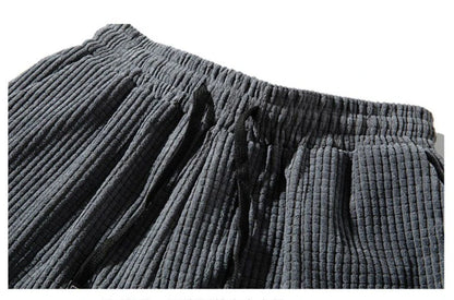 Corduroy Jogger Pants - Men's Thermal Sweatpants With Elastic Waist & Patchwork Design - ZOOMNSTORE