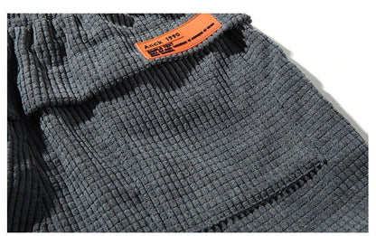 Corduroy Jogger Pants - Men's Thermal Sweatpants With Elastic Waist & Patchwork Design - ZOOMNSTORE