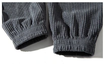 Corduroy Jogger Pants - Men's Thermal Sweatpants With Elastic Waist & Patchwork Design - ZOOMNSTORE
