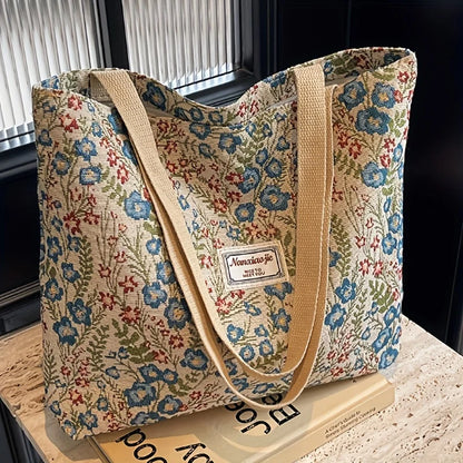 Corduroy Tote Bag – Bohemian Shoulder Bag With Zipper Closure For Daily Commuting - ZOOMNSTORE