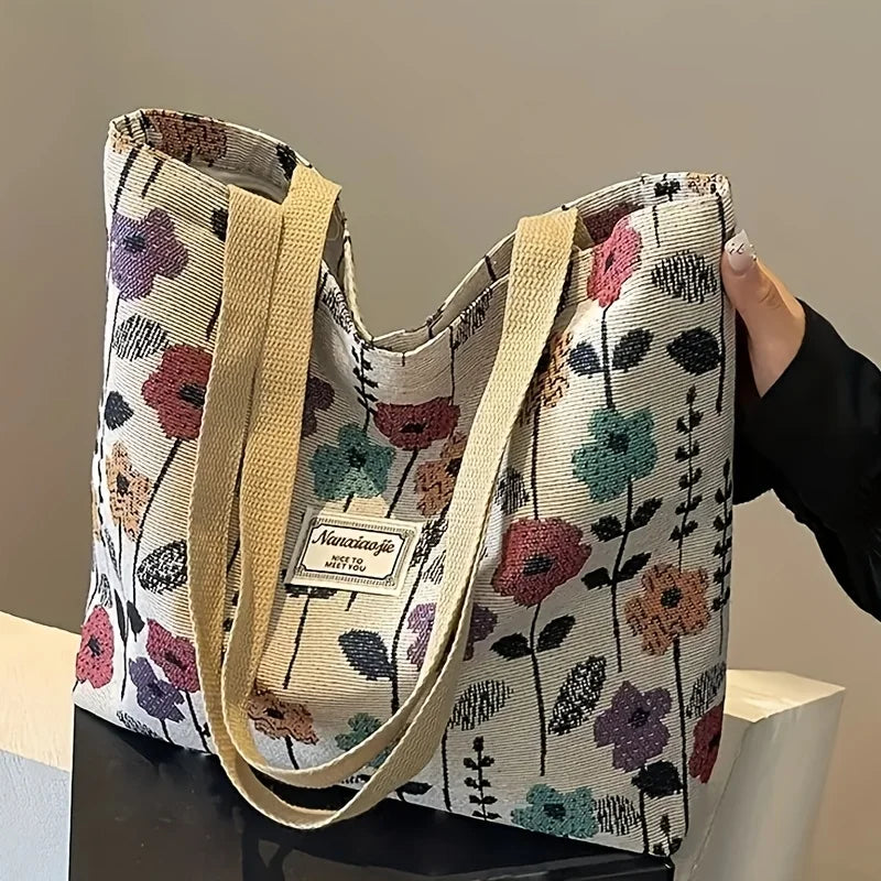 Corduroy Tote Bag – Bohemian Shoulder Bag With Zipper Closure For Daily Commuting - ZOOMNSTORE