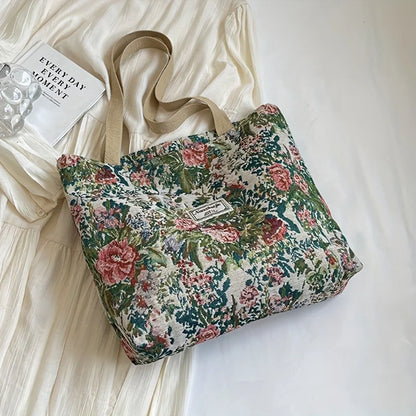 Corduroy Tote Bag – Bohemian Shoulder Bag With Zipper Closure For Daily Commuting - ZOOMNSTORE