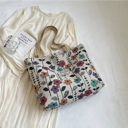Corduroy Tote Bag – Bohemian Shoulder Bag With Zipper Closure For Daily Commuting - ZOOMNSTORE