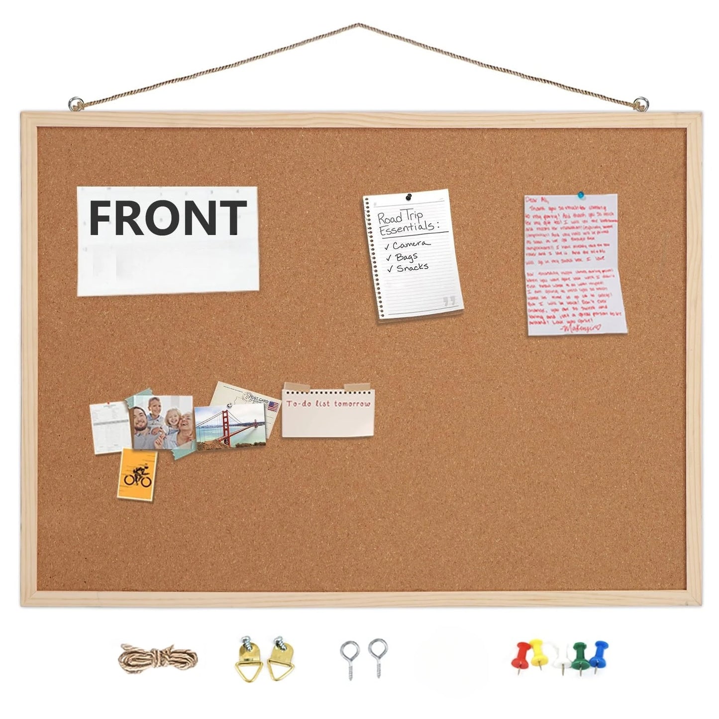 Cork Bulletin Board – Retro Cork Frame Double Sided Photo Display Board for Office & Home - ZOOMNSTORE