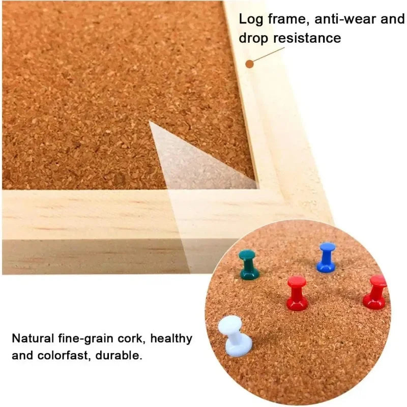 Cork Bulletin Board – Retro Cork Frame Double Sided Photo Display Board for Office & Home - ZOOMNSTORE