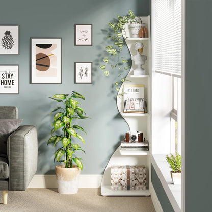 Corner Bookshelf - Modern 5-Tier Shelf | Stylish Wooden Storage Rack - ZOOMNSTORE