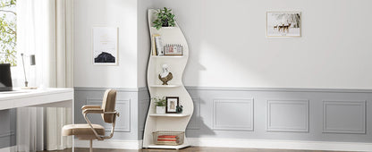 Corner Bookshelf - Modern 5-Tier Shelf | Stylish Wooden Storage Rack - ZOOMNSTORE
