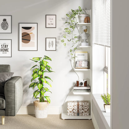 Corner Bookshelf - Modern 5-Tier Shelf | Stylish Wooden Storage Rack - ZOOMNSTORE