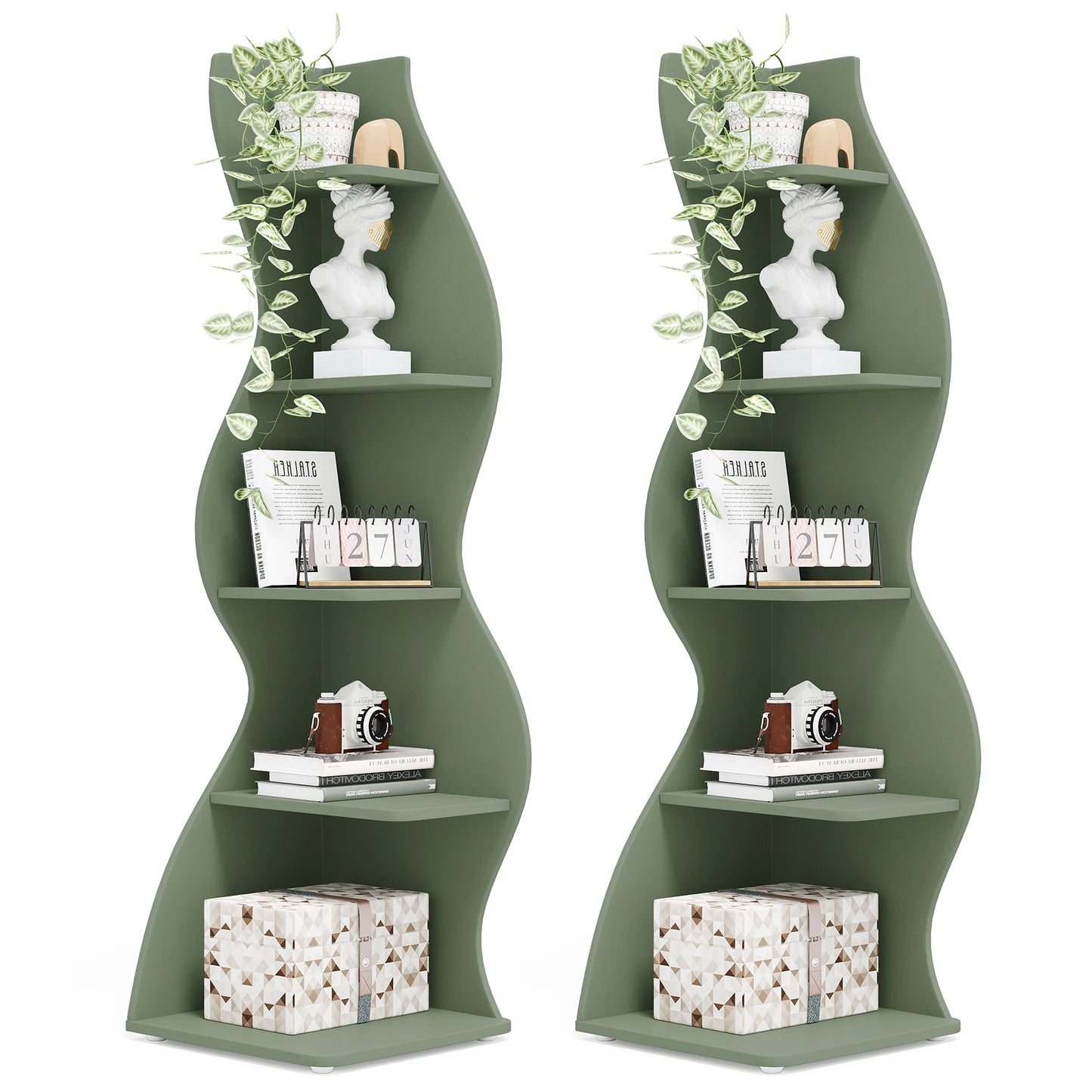 Corner Bookshelf - Modern 5-Tier Shelf | Stylish Wooden Storage Rack - ZOOMNSTORE